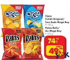 CİPSO TIRTIKLI ORİGİNAL/İNCE SADE MEGA BOY PATATES CİPSİ 195 G fiyat ve kampanya bilgisi